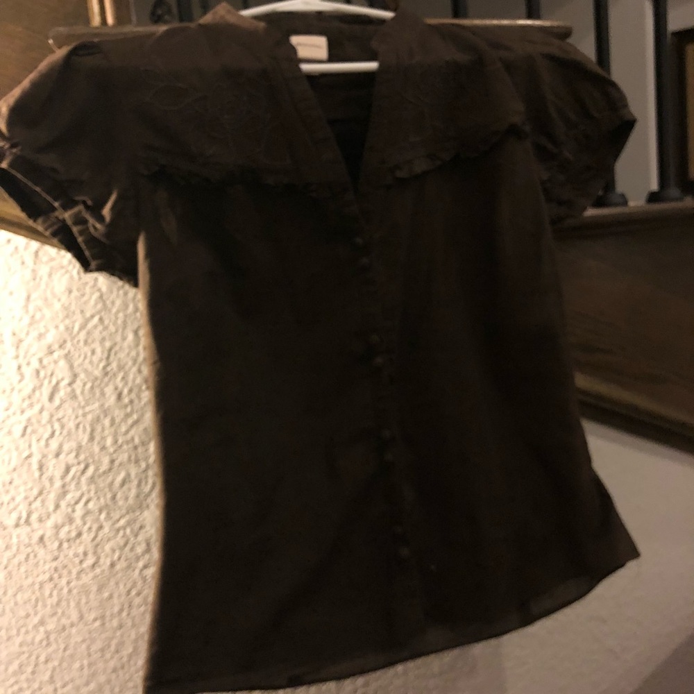 V neck button down blouse
